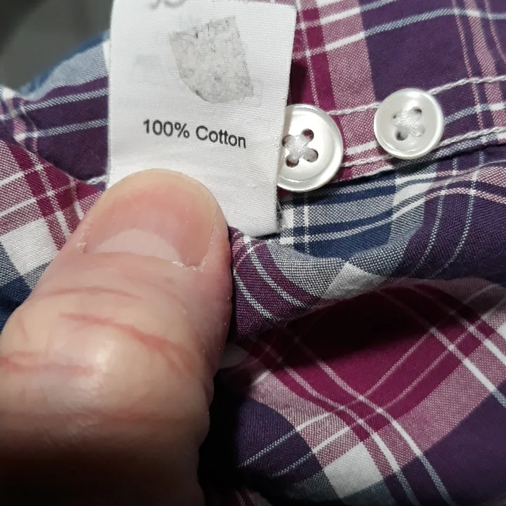 J. Crew mens purple and blue plaid cotton shirt. Medium